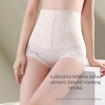 Damske oblikujuće hlače s visokim strukom, kontrola trbuha, podizanje zadnjice, čipka, prozračan Ice Silk, plus size, nakon poroda