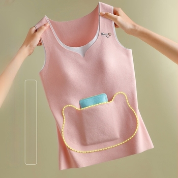 Termalna vest s integriranom jastučićem za prsa, antibakterijska i topla, debeli poliester, za djevojke 13–18 godina