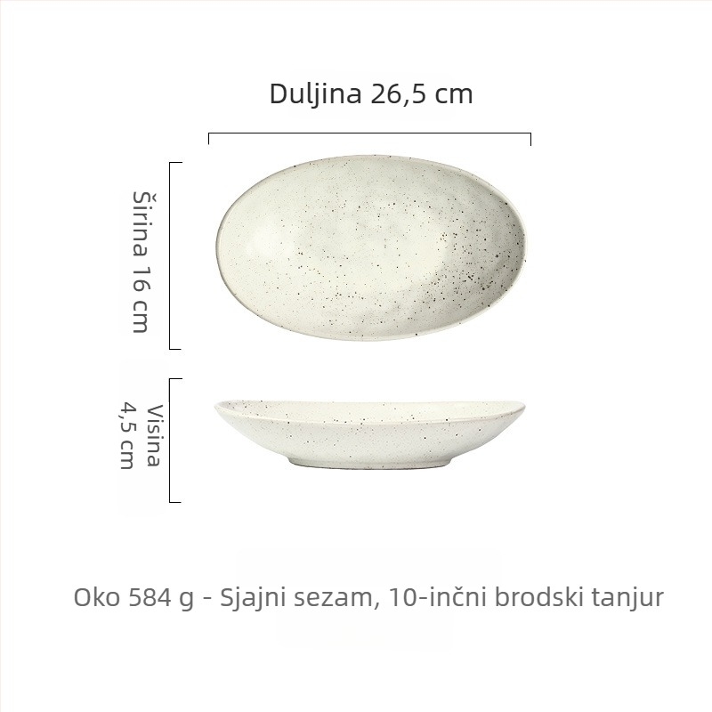 Ovalni porcelanski tanjur – nepravilnog oblika, japanski stil, podglazurna boja, mogućnost ispisa logotipa i prilagodbe.