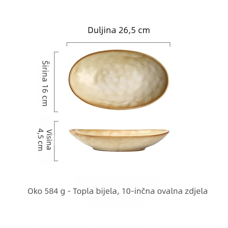 Ovalni porcelanski tanjur – nepravilnog oblika, japanski stil, podglazurna boja, mogućnost ispisa logotipa i prilagodbe.