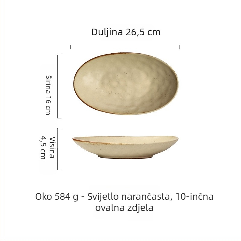 Ovalni porcelanski tanjur – nepravilnog oblika, japanski stil, podglazurna boja, mogućnost ispisa logotipa i prilagodbe.