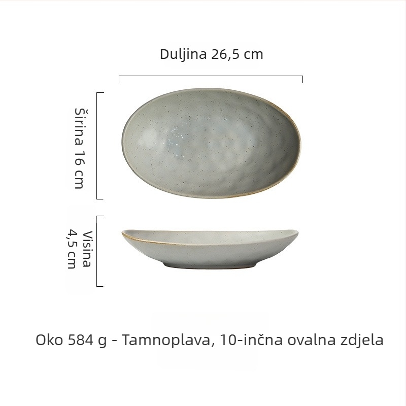 Ovalni porcelanski tanjur – nepravilnog oblika, japanski stil, podglazurna boja, mogućnost ispisa logotipa i prilagodbe.