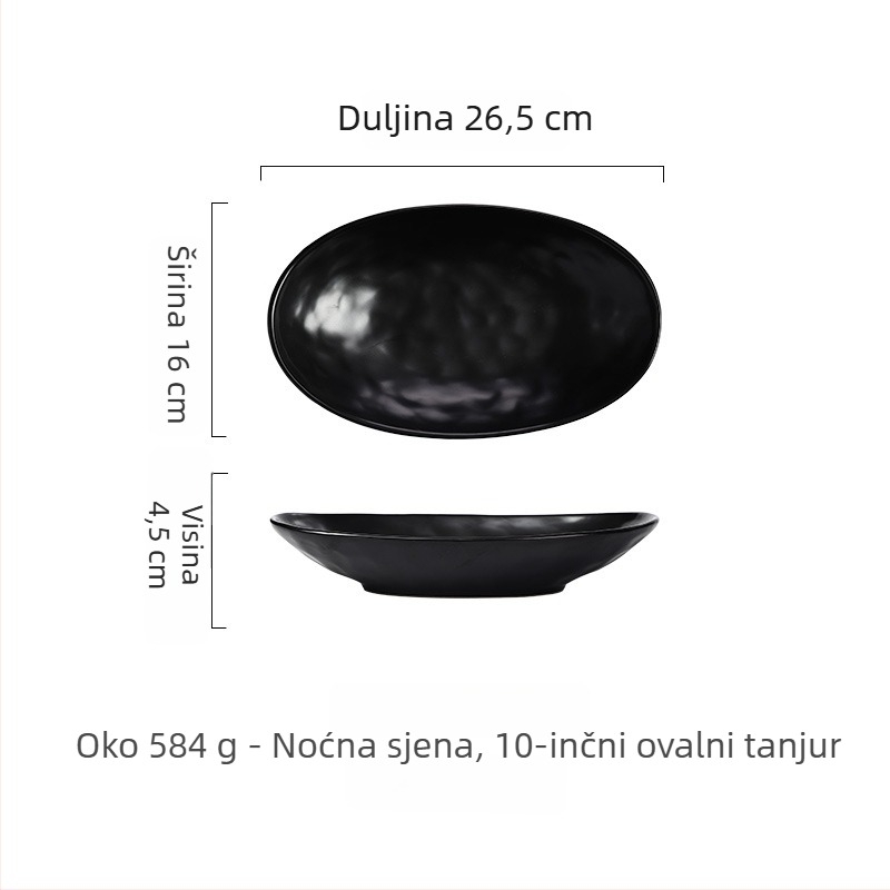 Ovalni porcelanski tanjur – nepravilnog oblika, japanski stil, podglazurna boja, mogućnost ispisa logotipa i prilagodbe.