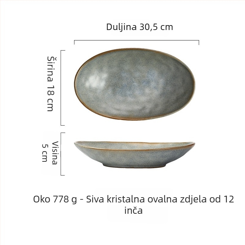 Ovalni porcelanski tanjur – nepravilnog oblika, japanski stil, podglazurna boja, mogućnost ispisa logotipa i prilagodbe.
