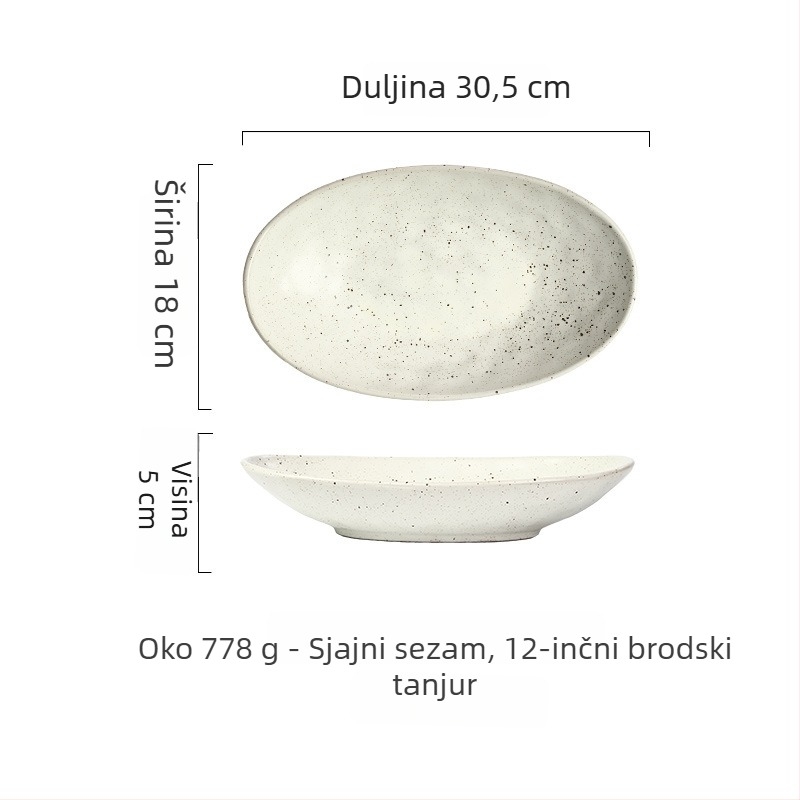 Ovalni porcelanski tanjur – nepravilnog oblika, japanski stil, podglazurna boja, mogućnost ispisa logotipa i prilagodbe.