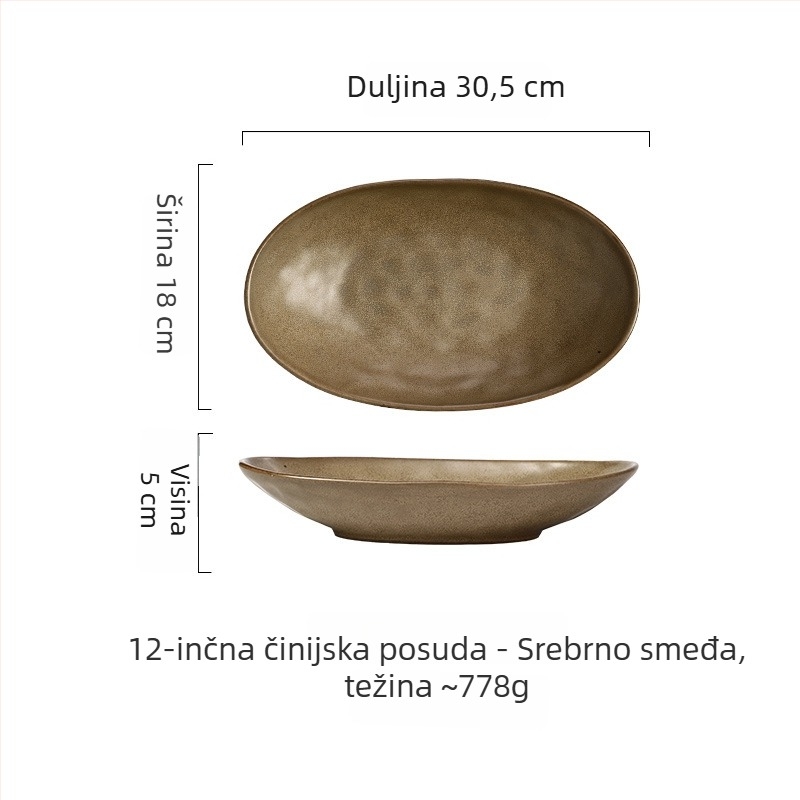 Ovalni porcelanski tanjur – nepravilnog oblika, japanski stil, podglazurna boja, mogućnost ispisa logotipa i prilagodbe.