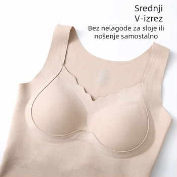 Ženski termalni top s ugrađenim grudnjakom i jastučićem za prsa, fleec podstava, ekstra debelo