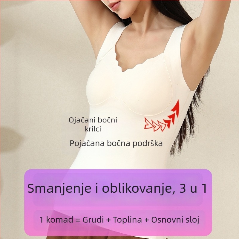 Ženski termalni top s ugrađenim grudnjakom i jastučićem za prsa, fleec podstava, ekstra debelo
