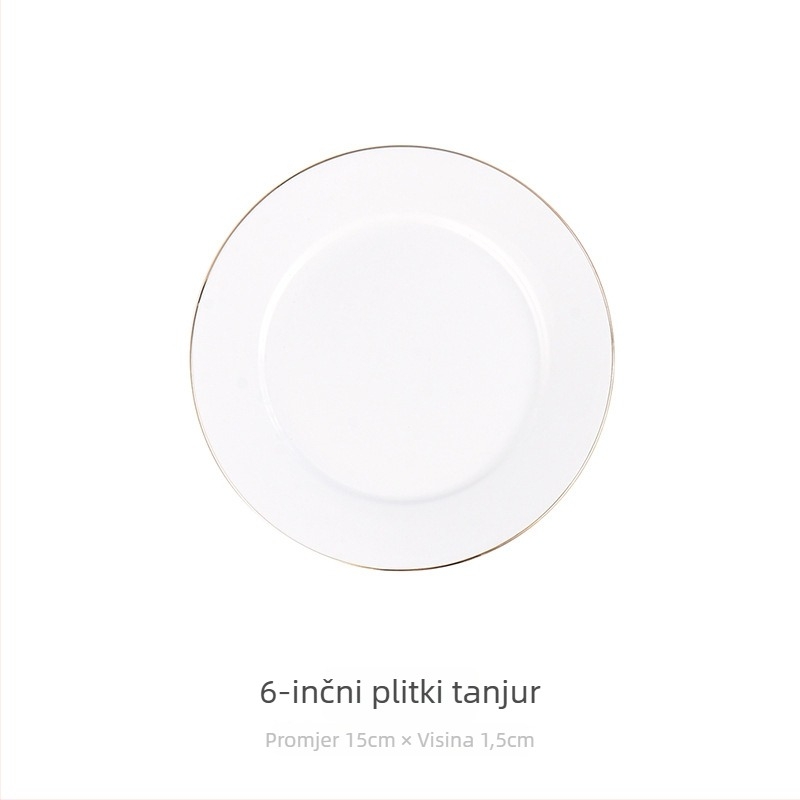Porcelanski okrugli tanjur za doručak, površina s ručno crtanim dizajnom, stil laganog luksuza retro
