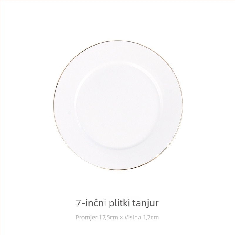 Porcelanski okrugli tanjur za doručak, površina s ručno crtanim dizajnom, stil laganog luksuza retro