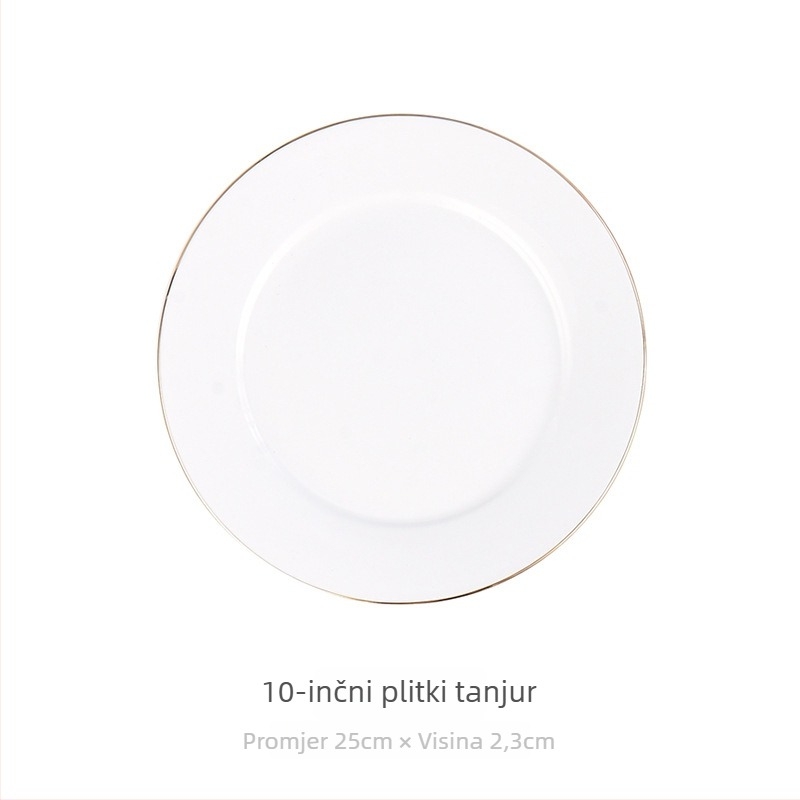 Porcelanski okrugli tanjur za doručak, površina s ručno crtanim dizajnom, stil laganog luksuza retro