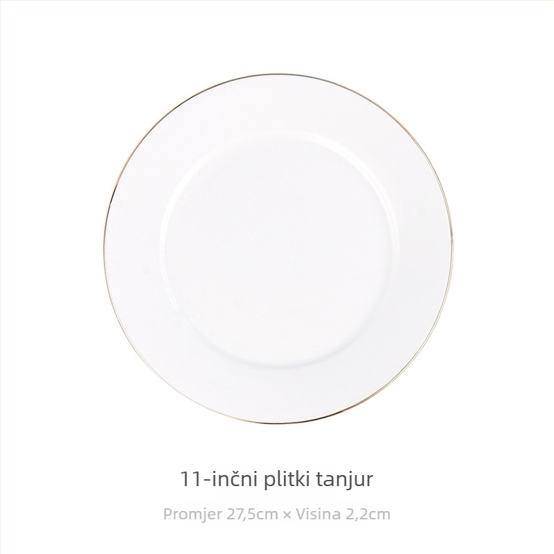 Porcelanski okrugli tanjur za doručak, površina s ručno crtanim dizajnom, stil laganog luksuza retro