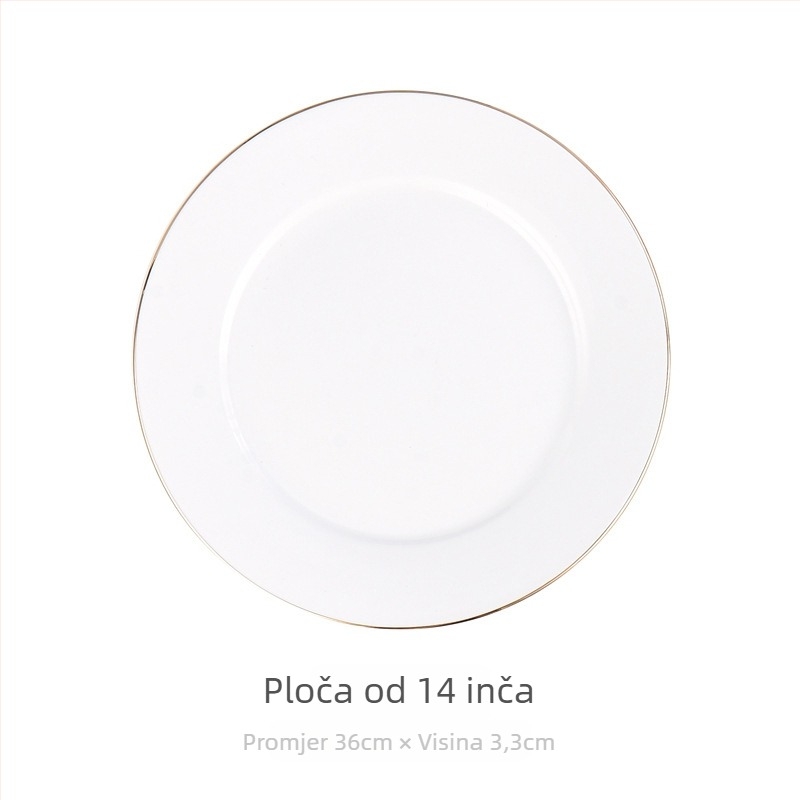 Porcelanski okrugli tanjur za doručak, površina s ručno crtanim dizajnom, stil laganog luksuza retro