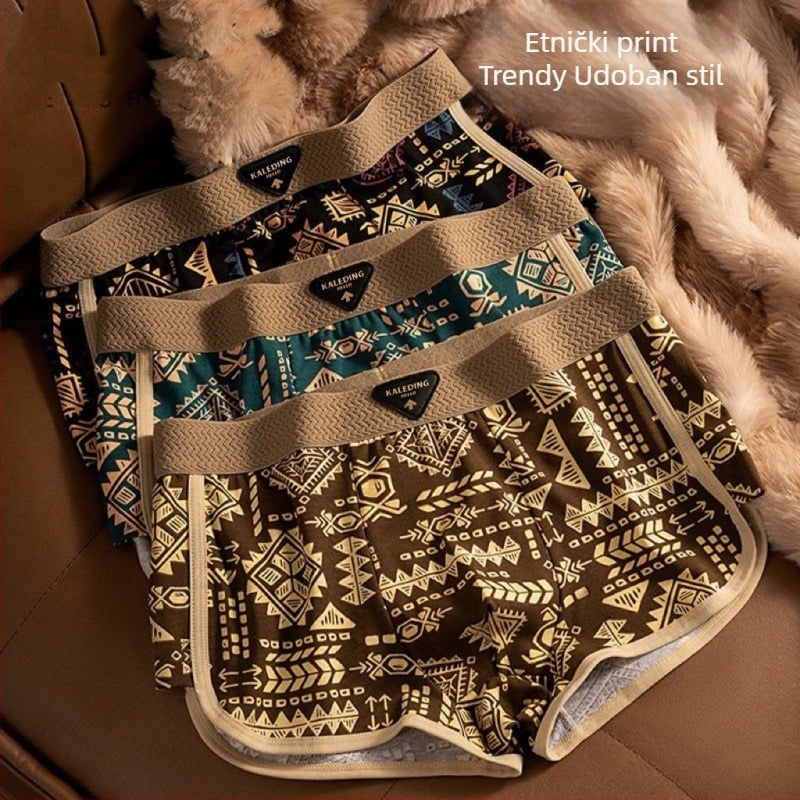 Muške bokserice u vintage etno stilu, prozračne, struk 64–84 cm, srednji kroj