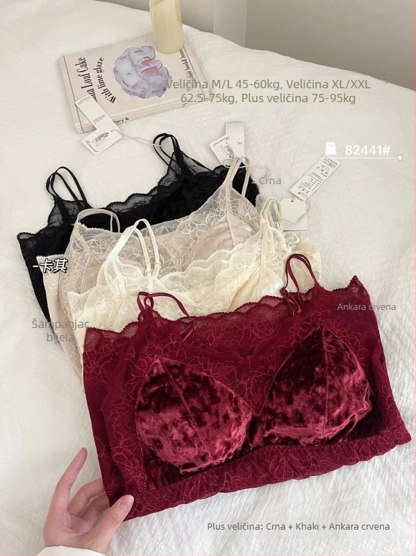 Jesensko-zimski čipkasti topli prsluk s fiksnim košaricama, bešavni vanjski latex sloj, akrilno grijanje, nosiv kao vanjska odjeća bez grudnjaka