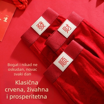 Muške crvene pamučne bokserice s cijelim otiskom za godinu zodijaka, antibakterijske, 10A