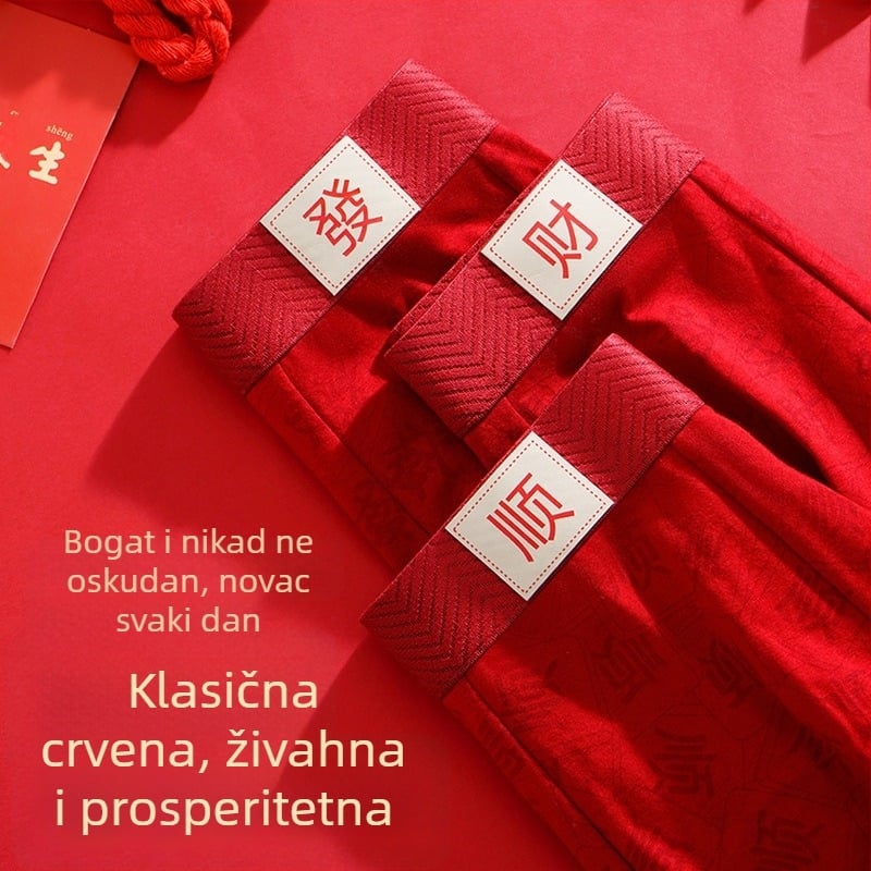 Muške crvene pamučne bokserice s cijelim otiskom za godinu zodijaka, antibakterijske, 10A