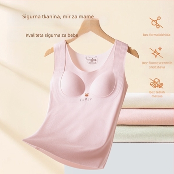 Derong velur termalni prsluk za djevojke s umetkom za prsima, 3-slojni debeli akril, okrugli ovratnik, pulover stil