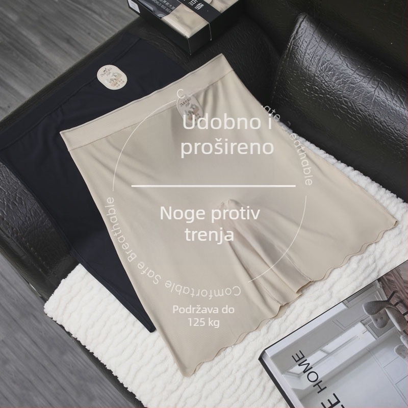 Plus-size ženske dugi ribani sigurnosni šortovi donjeg rublja, 3-u-1 protiv izlaganja i trenja, visok struk, duljina 3/4