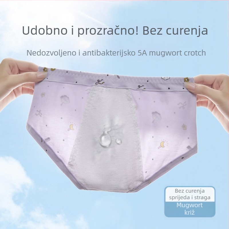 Pamukaste gaćice za mjesečnicu za djevojčice, zaštita od curenja, srednji struk