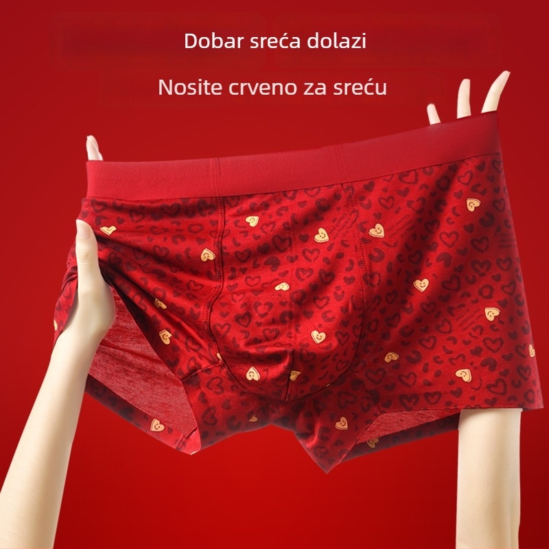 Crvene muške bokserice, prozračne, izdanje za godinu rođenja s simbolom sreće