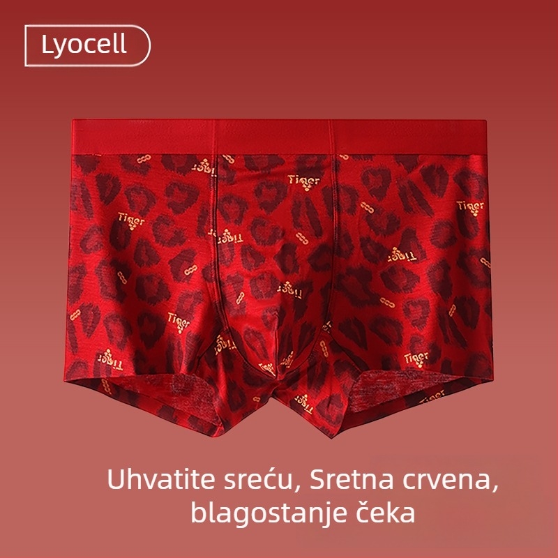 Crvene muške bokserice, prozračne, izdanje za godinu rođenja s simbolom sreće