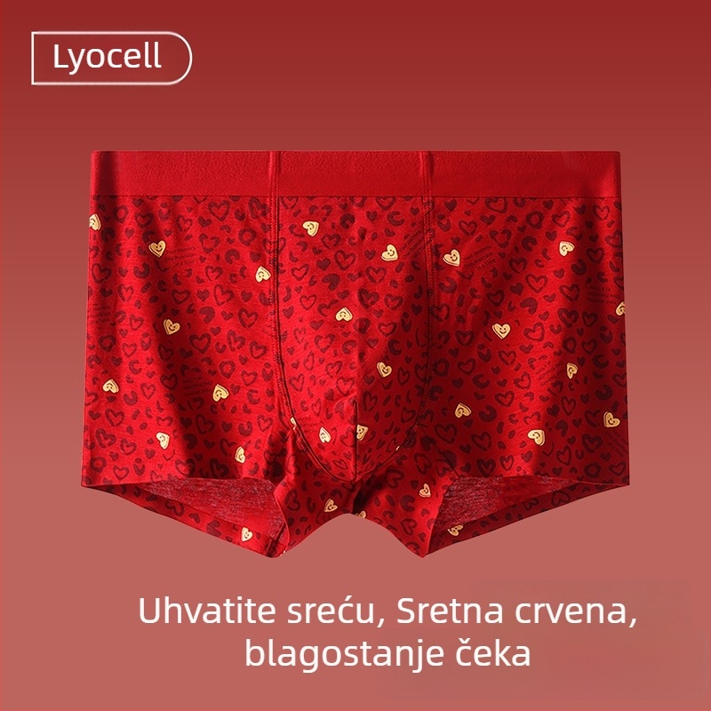 Crvene muške bokserice, prozračne, izdanje za godinu rođenja s simbolom sreće