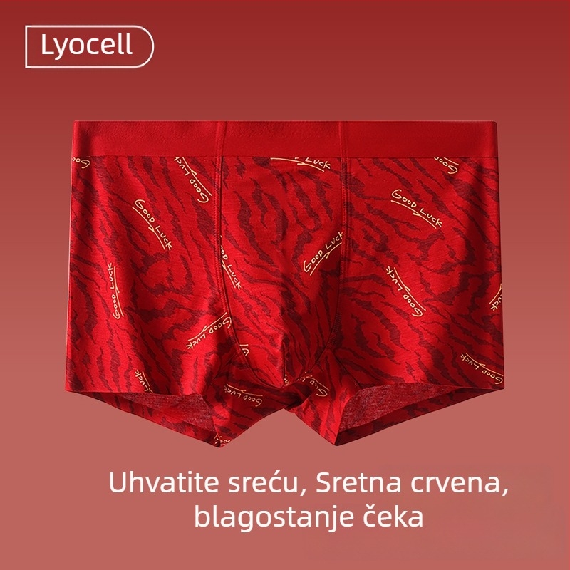 Crvene muške bokserice, prozračne, izdanje za godinu rođenja s simbolom sreće