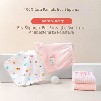 Dječje pamučne gaćice za djevojčice, srednjeg visine struka (4 komada u pakiranju, 100% pamuk, 8+ godina, 140 cm, Klasa A)