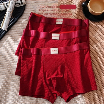 Muške pamuk Jacquard bokserice, prozračne, antibakterijske, srednji pojas, crvene