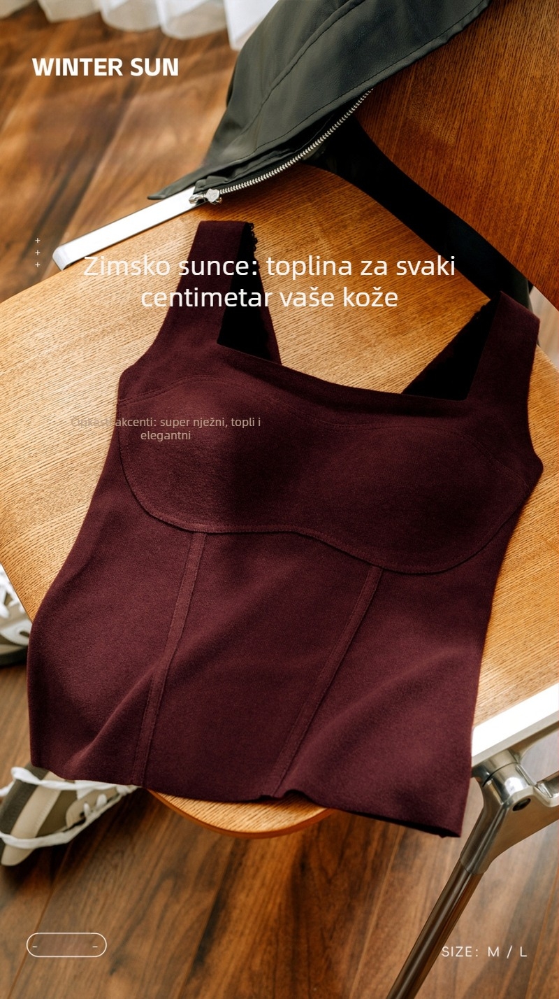 Termalna vesta s integriranim košaricama za prsa i jastučićima - najlon tkanina, tanki jednostruki sloj, kapuljača, kvadratni izrez.