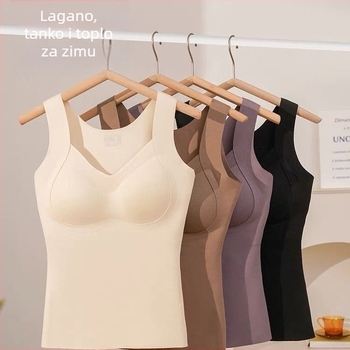 Ženska baršunasta termalna vesta s ugrađenim košaricama