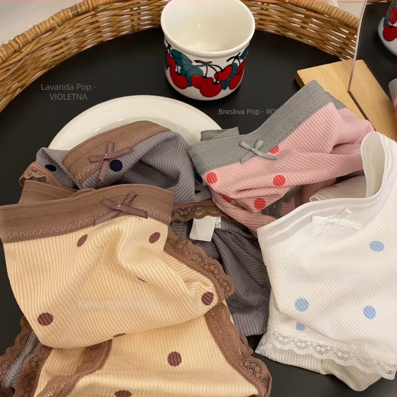 Ženske bezšivne gaćice sa srednjim pojasom i točkastim uzorkom, prozračne i antibakterijske