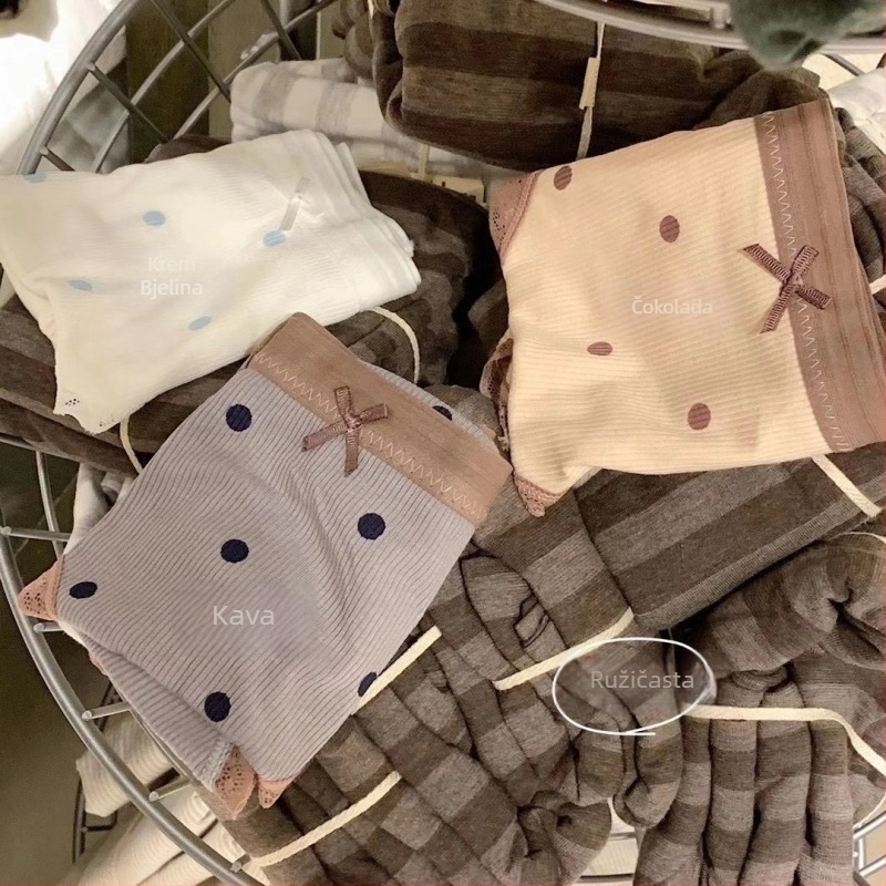 Ženske bezšivne gaćice sa srednjim pojasom i točkastim uzorkom, prozračne i antibakterijske