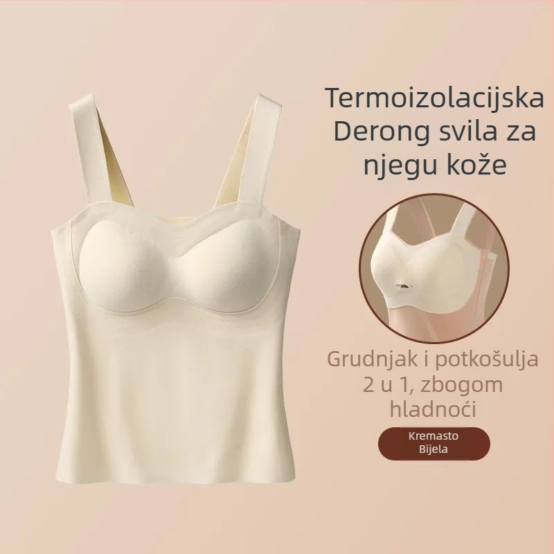 Ženski bezšivni termalni prsluk s ugrađenim košaricama, oblikovanje trbuha, baršunasta unutrašnjost, uski kroj