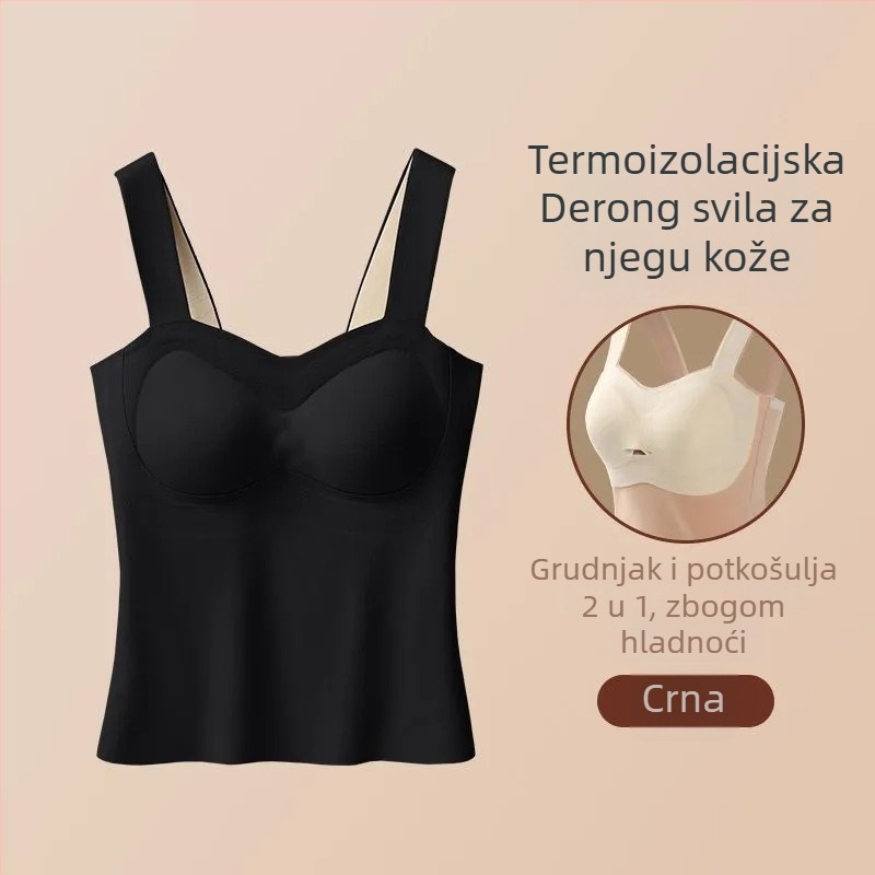 Ženski bezšivni termalni prsluk s ugrađenim košaricama, oblikovanje trbuha, baršunasta unutrašnjost, uski kroj