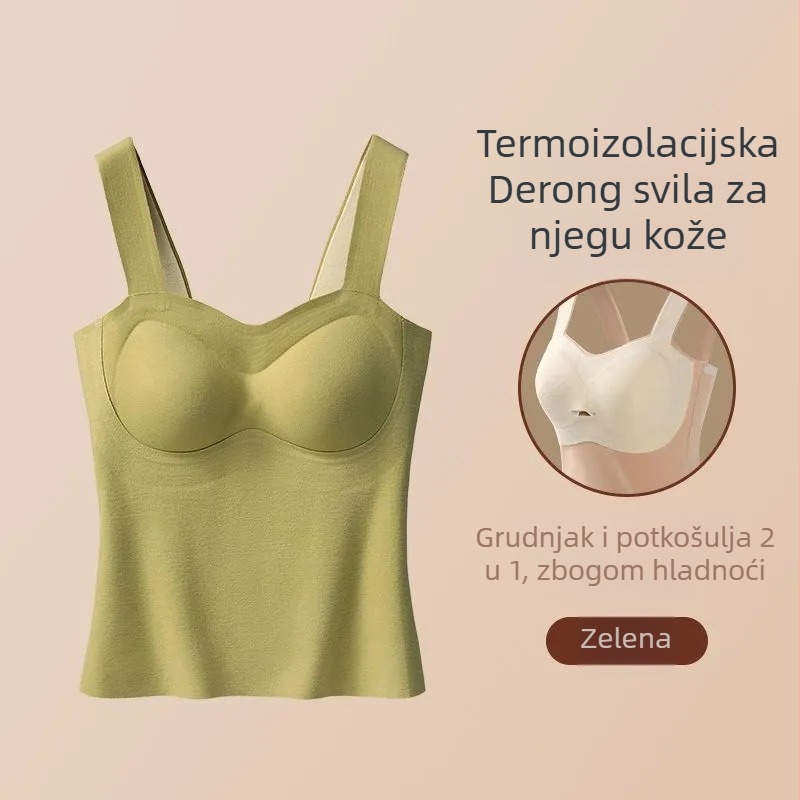 Ženski bezšivni termalni prsluk s ugrađenim košaricama, oblikovanje trbuha, baršunasta unutrašnjost, uski kroj
