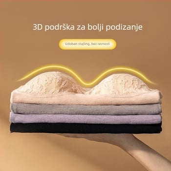 Ženska termalna majica bez grudnjaka, s integriranim košaricama i jastučićima, baršunasti završetak, akrilno vlakno, debljina 201–250 g/m2