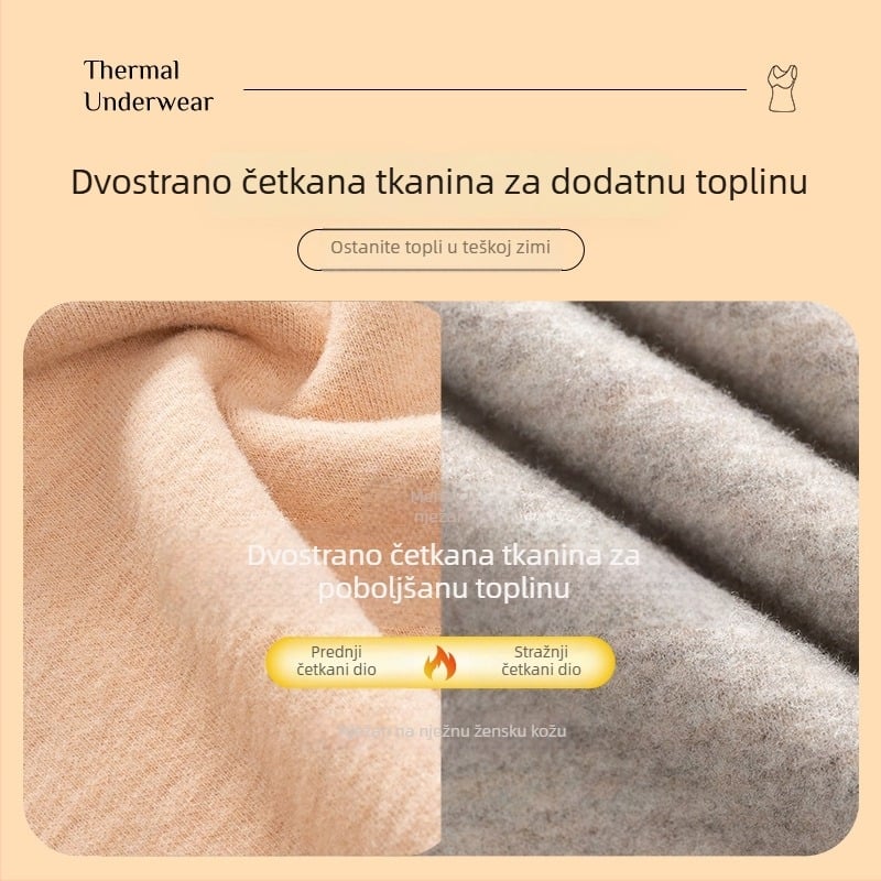 Ženska termalna majica bez grudnjaka, s integriranim košaricama i jastučićima, baršunasti završetak, akrilno vlakno, debljina 201–250 g/m2