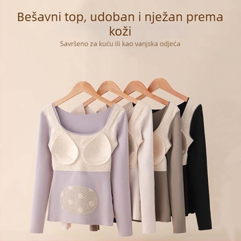 Ženski debeli termalni top s ugrađenim košaricama, bez grudnjaka, push-up efekt, dugi rukavi