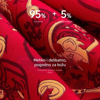 Muške bokserice, 95-100% pamuka, antibakterijske, prozračne, srednji pojas, uzorak biljke i cvijeće