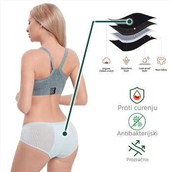 Modal gaćice za menstrualno razdoblje, četiri sloja snažne apsorpcije, zaštita od curenja sprijeda i straga, srednji pojas, podstava od pamuka.