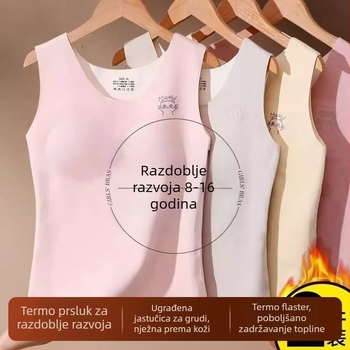 Ženski topli prsluk s umetkom za dojke, baršunasta unutarnja podstava, okrugli izrez, jednodrukt sloj, za tinejdžerice (70–80% akril, poliester, 201–250 g/m²)