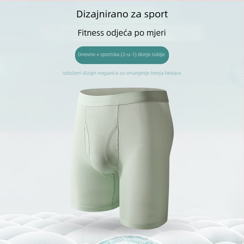 Muške boxerice protiv trenja, prozračni materijal ice silk, produženi kroj