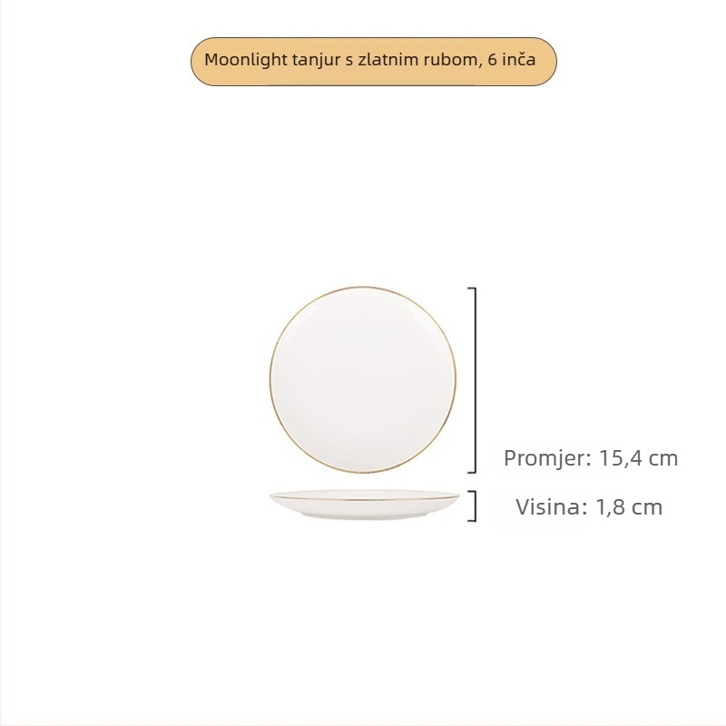Tanjur od koštanog porculana, okrugli, >36% koštanog porculana, tisk logotipa dostupan, nije pogodan za mikrovalnu