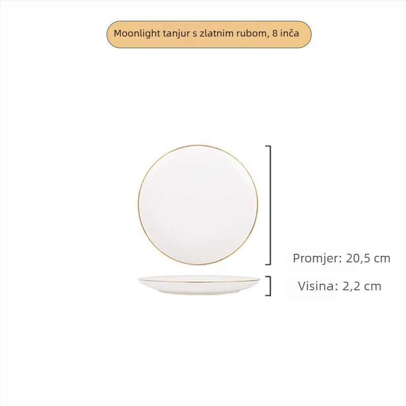 Tanjur od koštanog porculana, okrugli, >36% koštanog porculana, tisk logotipa dostupan, nije pogodan za mikrovalnu