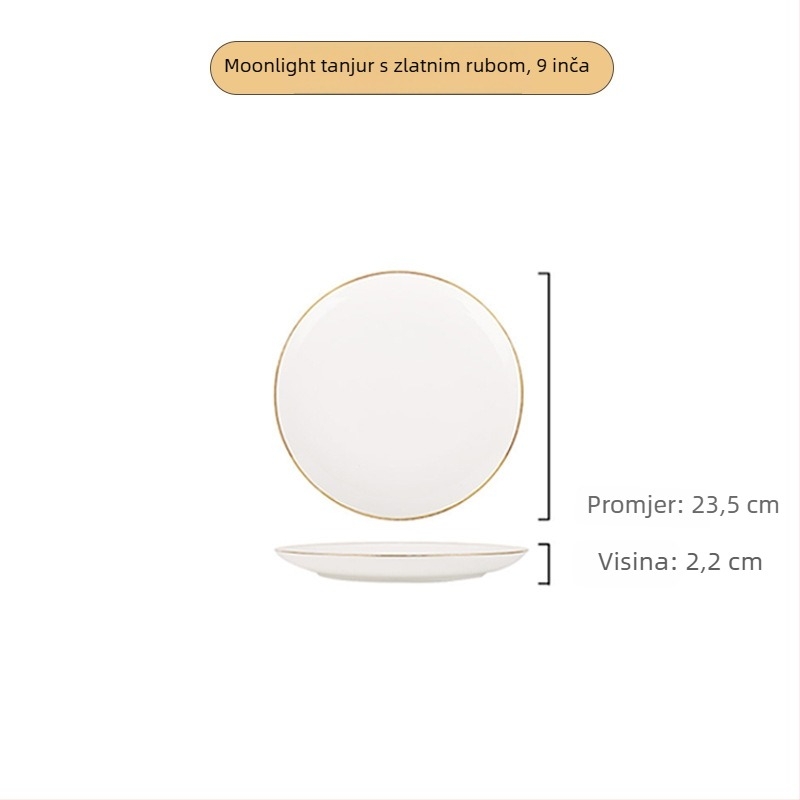 Tanjur od koštanog porculana, okrugli, >36% koštanog porculana, tisk logotipa dostupan, nije pogodan za mikrovalnu