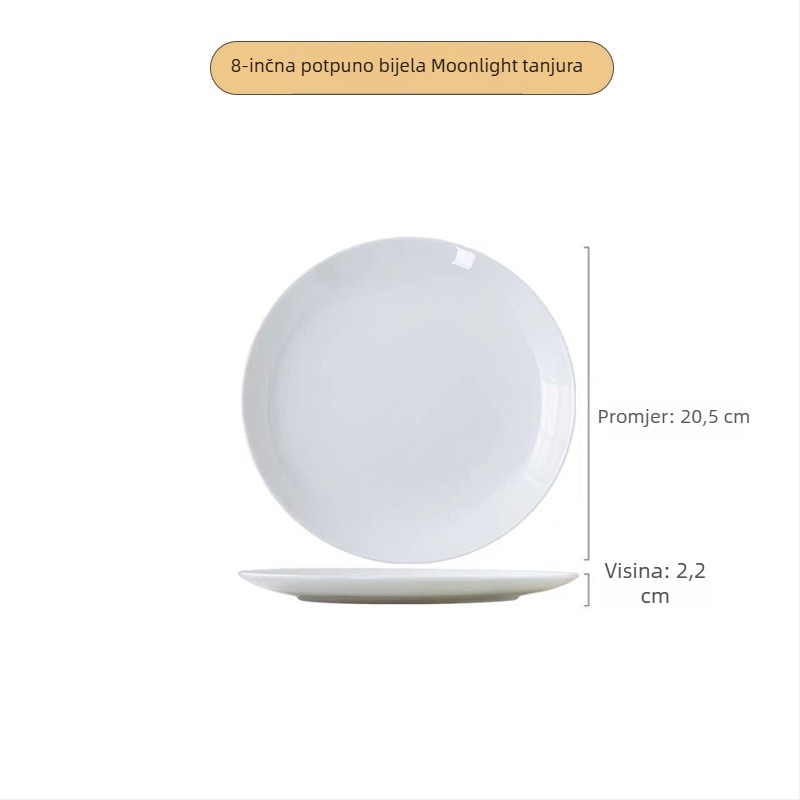 Tanjur od koštanog porculana, okrugli, >36% koštanog porculana, tisk logotipa dostupan, nije pogodan za mikrovalnu