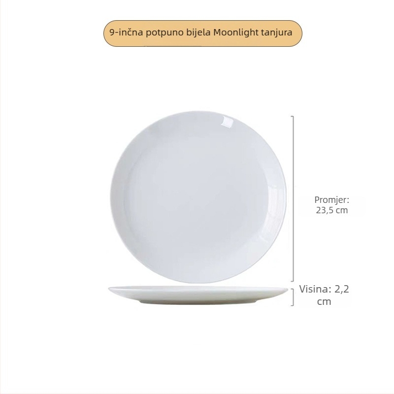 Tanjur od koštanog porculana, okrugli, >36% koštanog porculana, tisk logotipa dostupan, nije pogodan za mikrovalnu