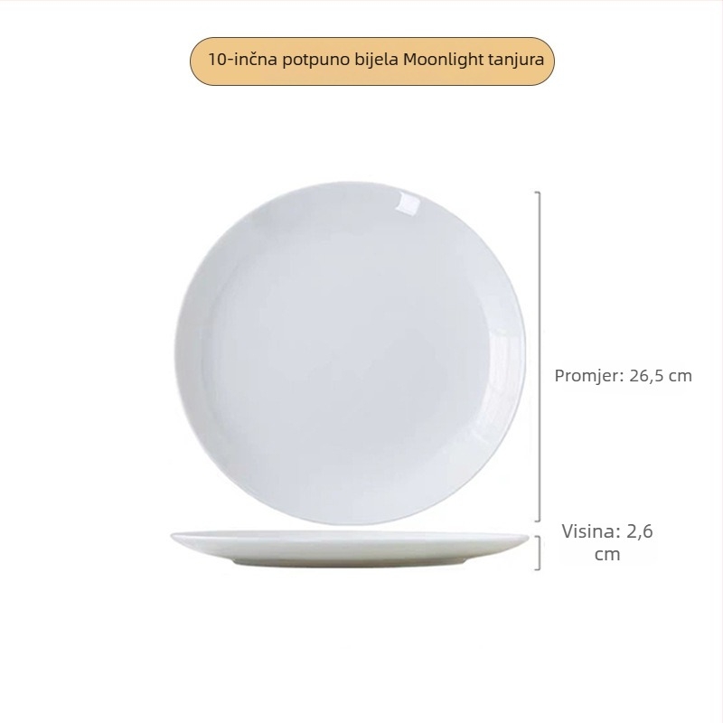 Tanjur od koštanog porculana, okrugli, >36% koštanog porculana, tisk logotipa dostupan, nije pogodan za mikrovalnu